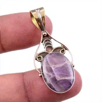 Natural Tiffany Stone 925 Solid Sterling Silver Gift TwoTone Pendant 1.75 b4P78