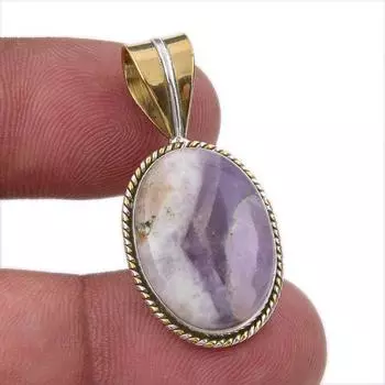 Natural Tiffany Stone 925 Solid Sterling Silver Gift TwoTone Pendant 1.25 m0F54