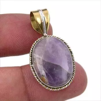 Natural Tiffany Stone 925 Solid Sterling Silver Gift TwoTone Pendant 1.50 E5N70
