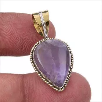 Natural Tiffany Stone 925 Solid Sterling Silver Gift TwoTone Pendant 1.25 n4Q22