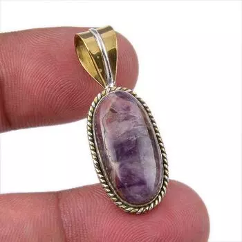 Natural Tiffany Stone 925 Solid Sterling Silver Gift TwoTone Pendant 1.25 Q3P50