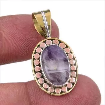 Natural Tiffany Stone 925 Solid Sterling Silver Gift TwoTone Pendant 1.25 I9J17
