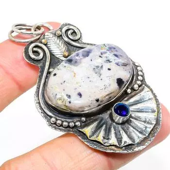 Подвеска из натурального камня Тиффани, голубого топаза, стерлингового серебра 925 пробы, 2,64 дюйма, V1c75