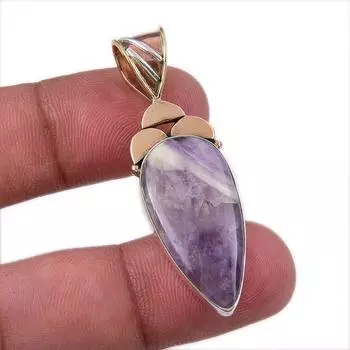 Natural Tiffany Stone Gemstone 925 Solid Sterling Silver TwoTone Pendant 2 W6R80