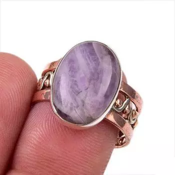 Natural Tiffany Stone Gemstone 925 Solid Sterling Silver TwoTone Ring S.7.5 s0j65