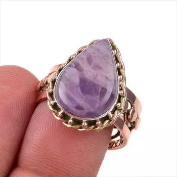 Natural Tiffany Stone Gemstone 925 Solid Sterling Silver Two Tone Ring S.9 A5F05