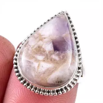 Natural Tiffany Stone Gemstone 925 Solid Sterling Silver Jewelry Ring S.6 V4K84