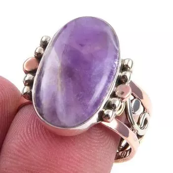 Natural Tiffany Stone Gemstone 925 Sterling Silver TwoTone Gift Ring S.8 c3K13