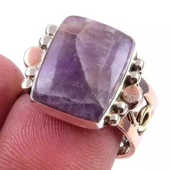 Natural Tiffany Stone Gemstone 925 Sterling Silver TwoTone Gift Ring S.7 t3A28
