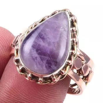 Natural Tiffany Stone Gemstone 925 Sterling Silver Two Tone Ring Size 10 d9v32