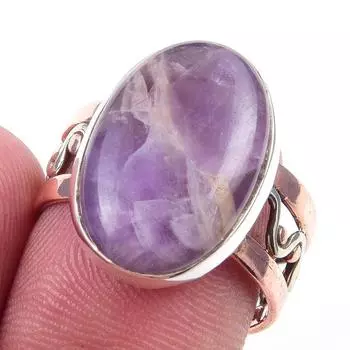 Natural Tiffany Stone Gemstone 925 Sterling Silver Two Tone Ring Size 7.5 l2C03