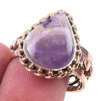 Natural Tiffany Stone Gemstone 925 Sterling Silver Two Tone Ring Size 10 m4M95