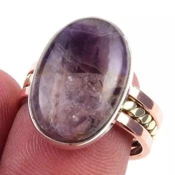 Natural Tiffany Stone Gemstone 925 Sterling Silver TwoTone Gift Ring S.7 p6r90