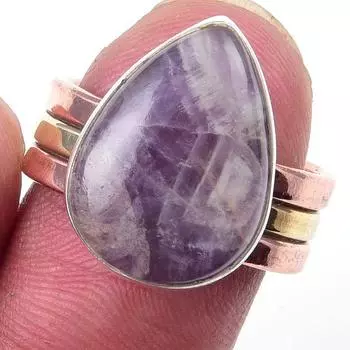Natural Tiffany Stone Gemstone 925 Sterling Silver TwoTone Gift Ring S.6 S8I13