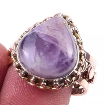 Natural Tiffany Stone Gemstone 925 Sterling Silver TwoTone Gift Ring S.9 v0N93