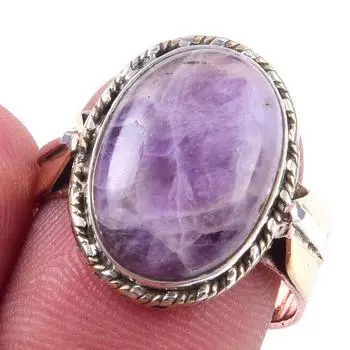 Natural Tiffany Stone Gemstone 925 Sterling Silver TwoTone Gift Ring S.8 m4K49