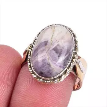Natural Tiffany Stone Gemstone Two Tone 925 Sterling Silver Gift Ring S.7 R0d38