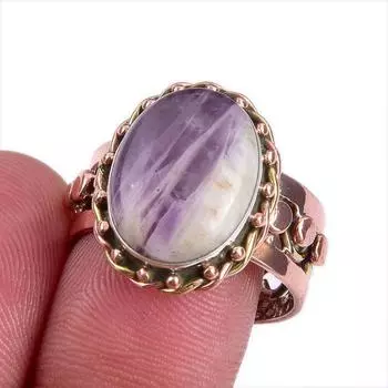 Natural Tiffany Stone Gemstone Two Tone 925 Sterling Silver Gift Ring S.9 z0Q05