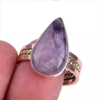 Natural Tiffany Stone Gemstone Two Tone 925 Sterling Silver Gift Ring S.10 h4w53