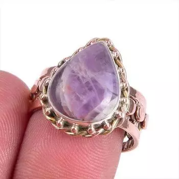 Natural Tiffany Stone Gemstone Two Tone 925 Sterling Silver Gift Ring S.7 t5d22