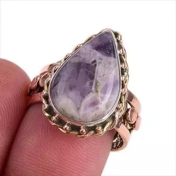 Natural Tiffany Stone Gemstone Two Tone 925 Sterling Silver Gift Ring S.8 H3l59