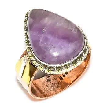 Natural Tiffany Stone Gemstone Two Tone 925 Solid Silver Jewelry Ring S.8.5 e9E27