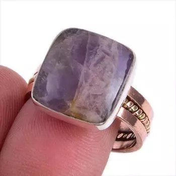 Natural Tiffany Stone Gemstone Two Tone 925 Sterling Silver Gift Ring S.9 E4W12