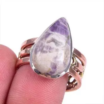 Natural Tiffany Stone Gemstone Two Tone 925 Sterling Silver Gift Ring S.9 L0E81