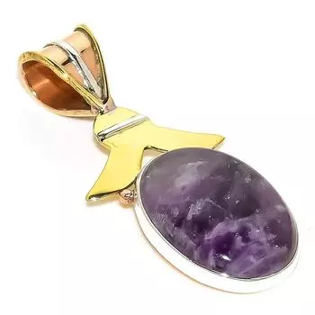 Natural Tiffany Stone TwoTone 925 Solid Sterling Silver Gift Pendant 1.75 z6M75