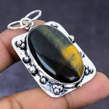 Natural Tiger Eye Gemstone 925 Steling Silver Jewelry Pendant 2.17 z2I61
