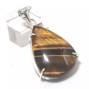Natural Tiger Eye Gemstone 925 Sterling Silver Jewelry Pendant 1.81 W7e36