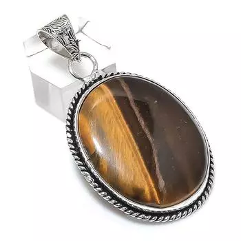 Natural Tiger Eye Gemstone 925 Sterling Silver Jewelry Pendant 2.13 U0s65