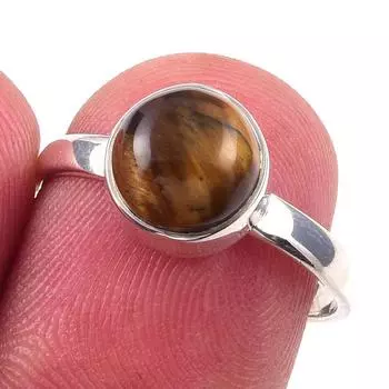 Natural Tiger Eye Gemstone Handmade 925 Solid Sterling Silver Ring Size 7 E9q31