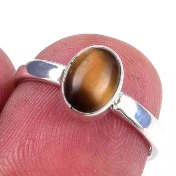 Natural Tiger Eye Gemstone Handmade 925 Solid Sterling Silver Ring Size 6 p0f17