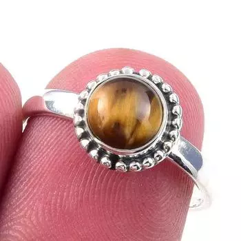 Natural Tiger Eye Gemstone Handmade 925 Solid Sterling Silver Ring Size 7 V2B59