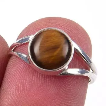 Natural Tiger Eye Gemstone Handmade 925 Solid Sterling Silver Ring Size 6 l2n05