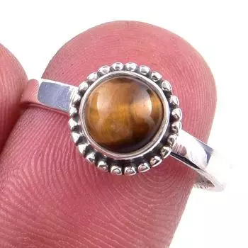 Natural Tiger Eye Gemstone Handmade 925 Solid Sterling Silver Ring Size 8 u9p41