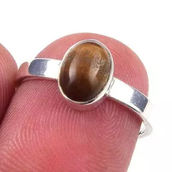 Natural Tiger Eye Gemstone Handmade 925 Solid Sterling Silver Ring Size 6 D6Q11