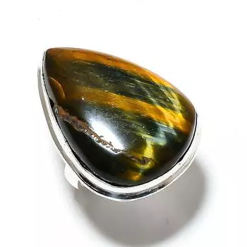 Ювелирное кольцо ручной работы из стерлингового серебра 925 пробы с натуральным тигровым глазом, размер 8 h6R82