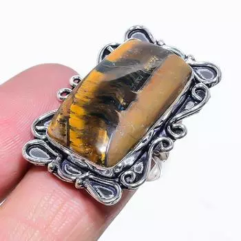 Natural Tiger Eye Gemstone Handmade 925 Sterling Silver Gift Ring Size 8 N3M84
