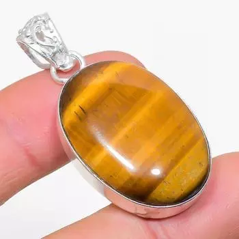 Подвеска из серебра 925 пробы с натуральным тигровым глазом ручной работы 1,85 дюйма S4l97