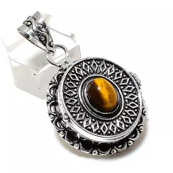 Natural Tiger Eye Gemstone Handmade 925 Sterling Silver Pendant 1.77 Z6b76