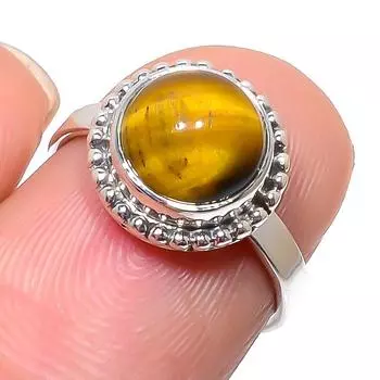 Natural Tiger Eye Gemstone Handmade 925 Sterling Silver Jewelry Ring Size 6 m5J63
