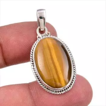 Natural Tiger s Eye Gemstone 925 Solid Sterling Silver Gift Pendant 1.50 i9c26