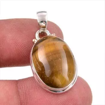 Natural Tiger s Eye Gemstone 925 Solid Sterling Silver Gift Pendant 1.50 w4a55