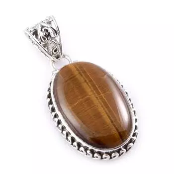 Natural Tiger s Eye Gemstone 925 Solid Sterling Silver Jewelry Pendant 1.5 T7m06