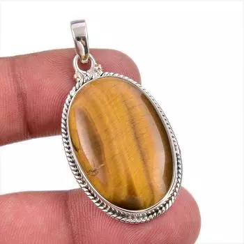 Natural Tiger s Eye Gemstone 925 Solid Sterling Silver Gift Pendant 1.75 T8U55