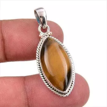 Natural Tiger s Eye Gemstone 925 Solid Sterling Silver Gift Pendant 1.50 U7D28