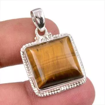 Natural Tiger s Eye Gemstone 925 Solid Sterling Silver Gift Pendant 1.50 n5B96