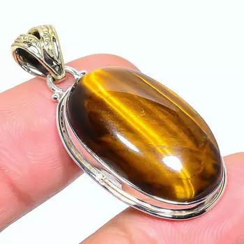 Natural Tiger s Eye Gemstone 925 Solid Sterling Silver Gift Pendant 1.73 P0E13